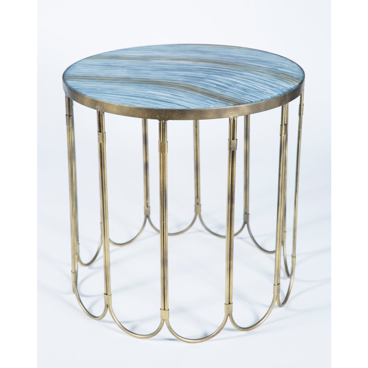 Looped Side Table in Antique Brass with Top in Cheers Finish