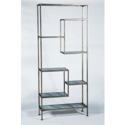 Solomon Etagere in Antique Brass with Glass Shelves in Cheers Finish