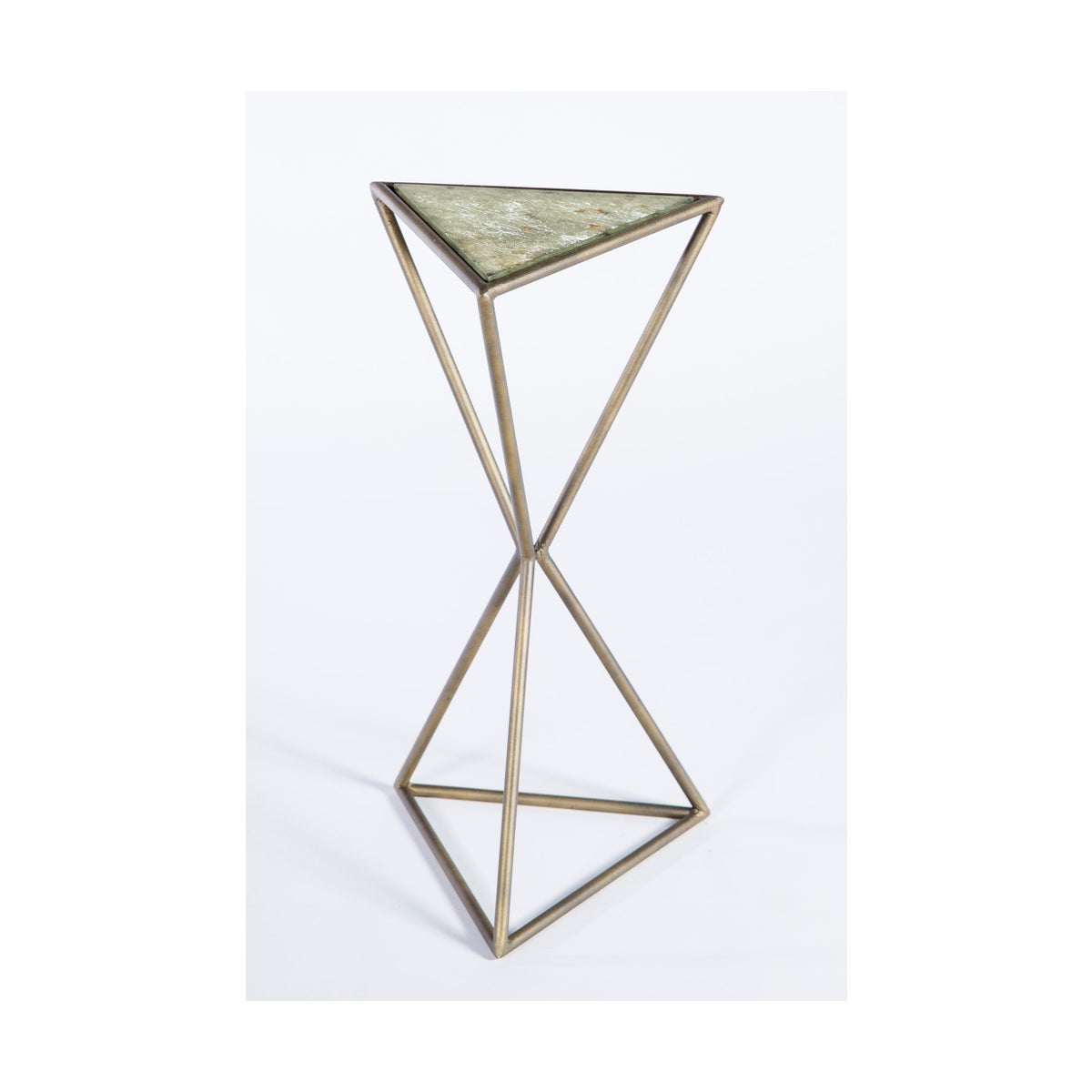Triangle Accent Table in Antique Brass with Top in Adobe Dust Finish