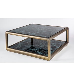 Hamilton Coffee Table in Antique Gold with Shelves in Galaxy Storm Finish