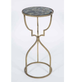 Cora Accent Table in Antique Brass with Shelf in Galaxy Storm Finish