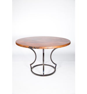 Charles Dining Table with 48" Round Hammered Copper Top