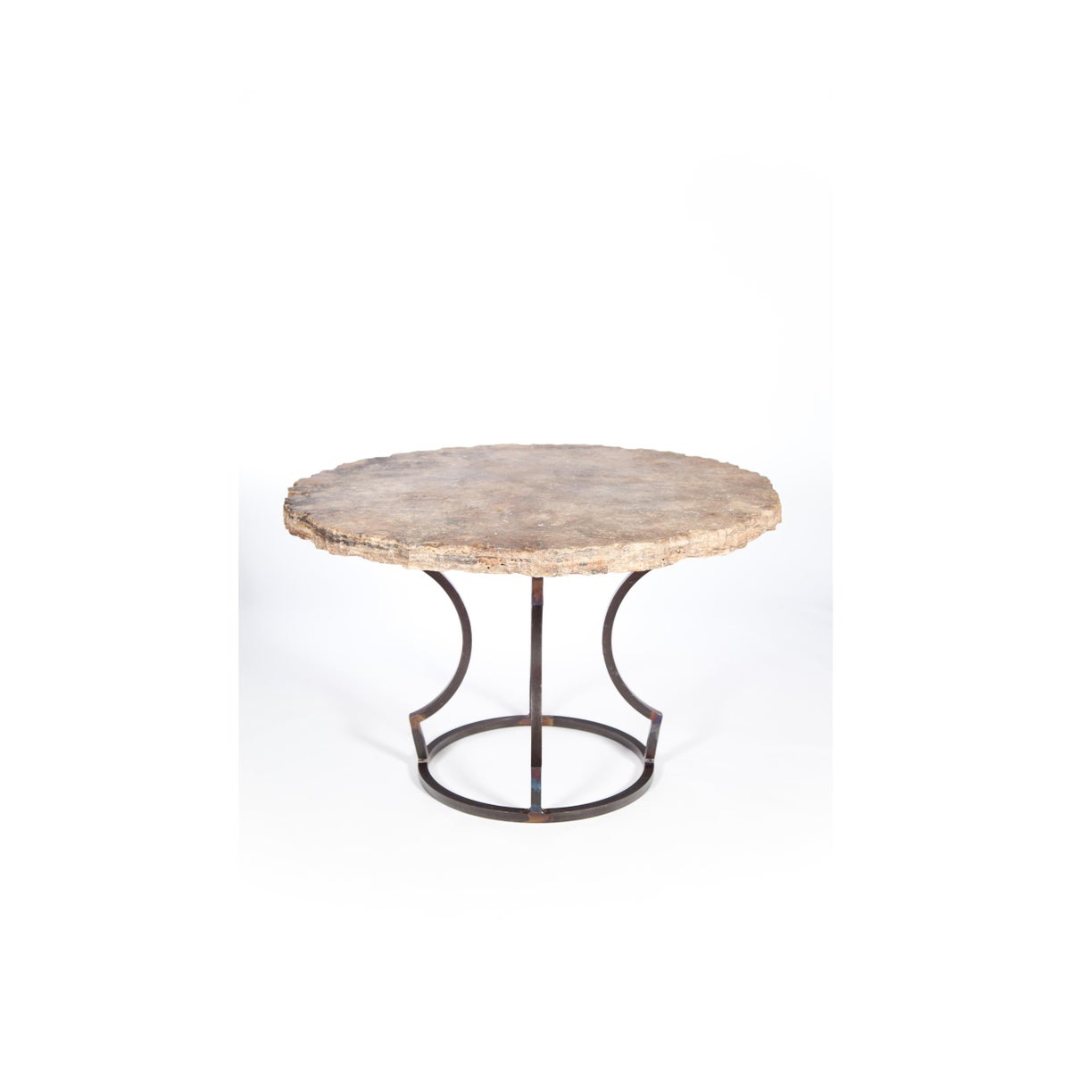 Charles Dining Table with 42" Round Live Edge Marble Top
