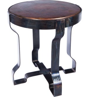 Richmond Metal End Table with Dark Brown Hammered Copper Top