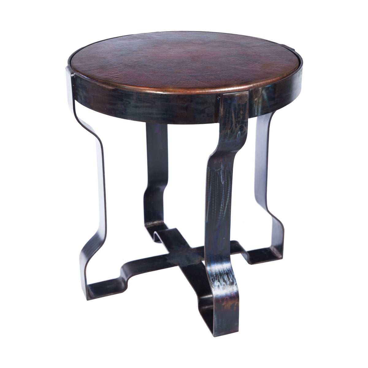 Richmond Metal End Table with Dark Brown Hammered Copper Top