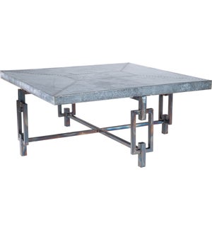 Elliot Square Cocktail Table with Square Hammered Zinc Top