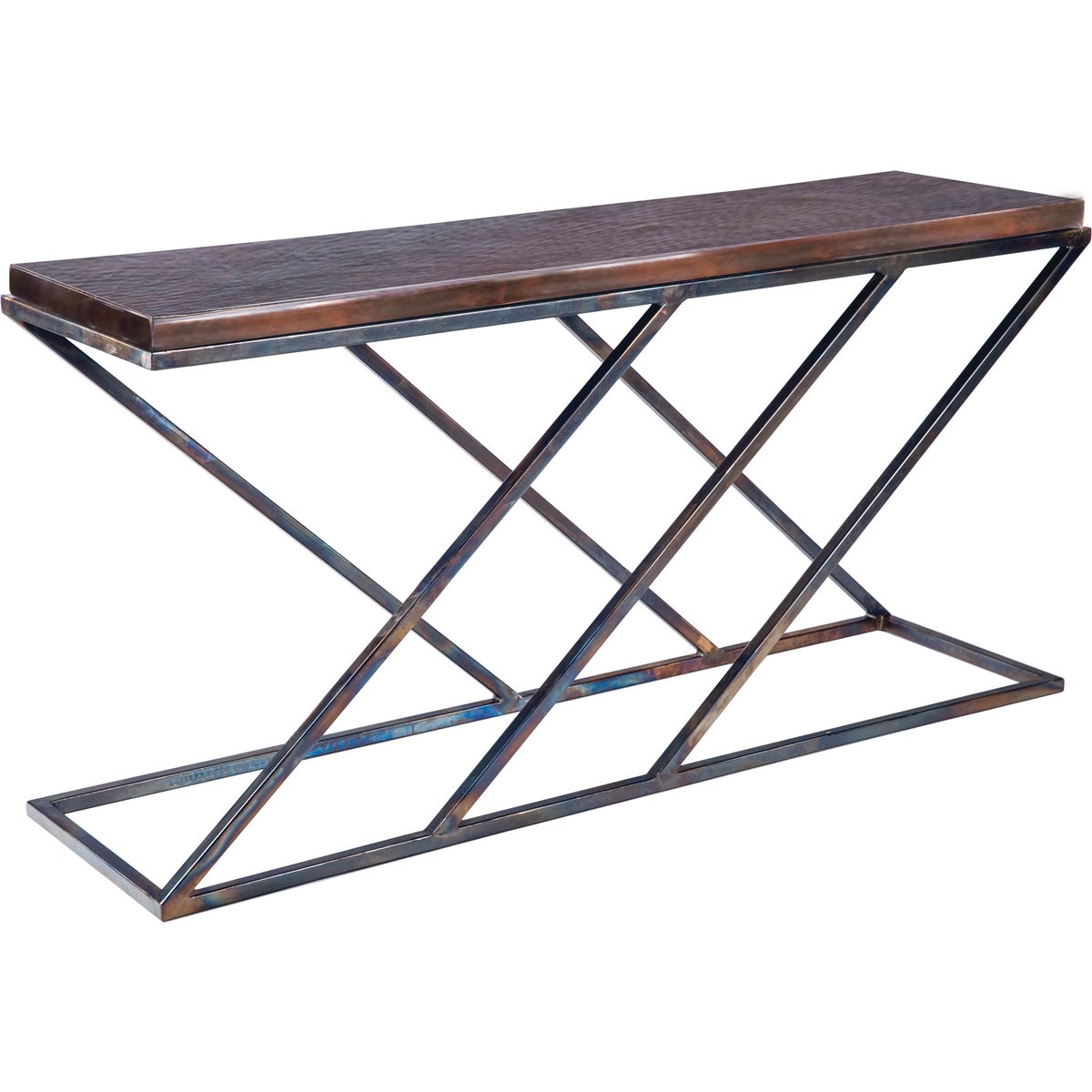 Carter Console Table with Dark Brown Hammered Copper Top