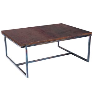 Foster Cocktail Table with Dark Brown Hammered Copper Top
