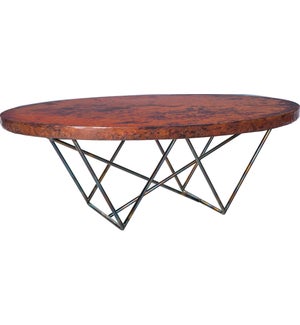 Dylan Oval Cocktail Table with Natural Hammered Copper Top