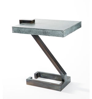 Z Accent Table with Hammered Zinc Top