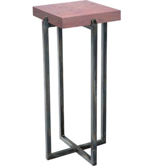 Square Accent Table with Natural Hammered Copper Top