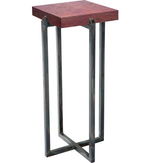 Square Accent Table with Dark Brown Hammered Copper Top