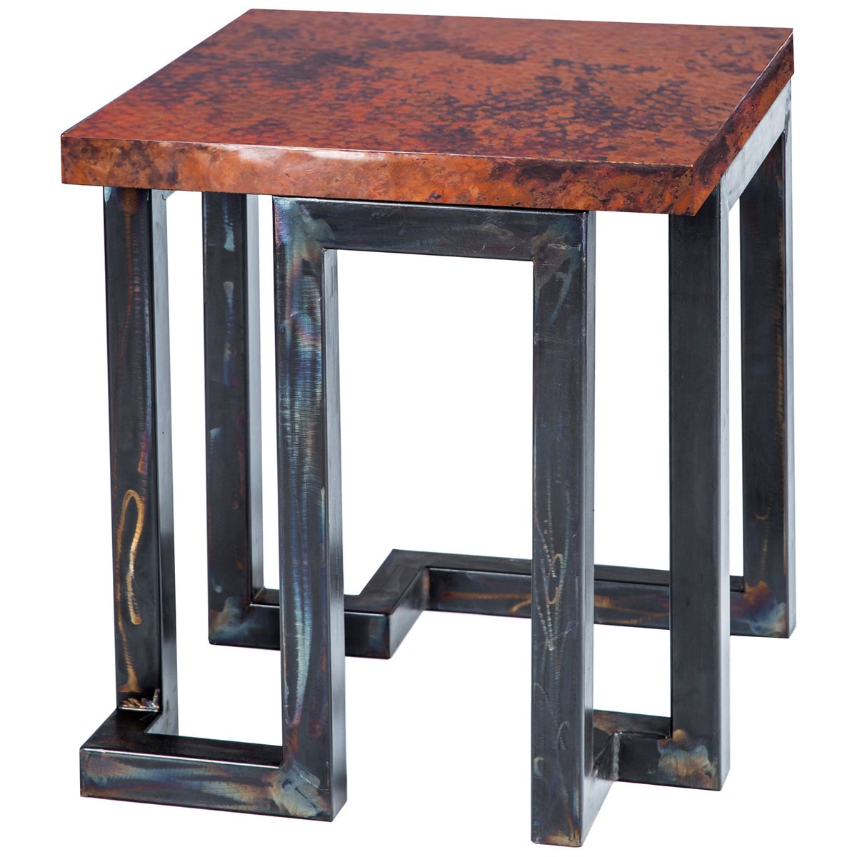 Aiden Side Table with Natural Hammered Copper Top