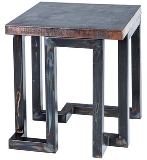 Aiden Side Table with Dark Brown Hammered Copper Top