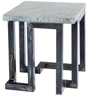 Aiden Side Table with Hammered Zinc Top