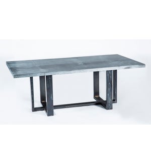 Milo Rectangle Dining Table with Rectangle Hammered Zinc Top