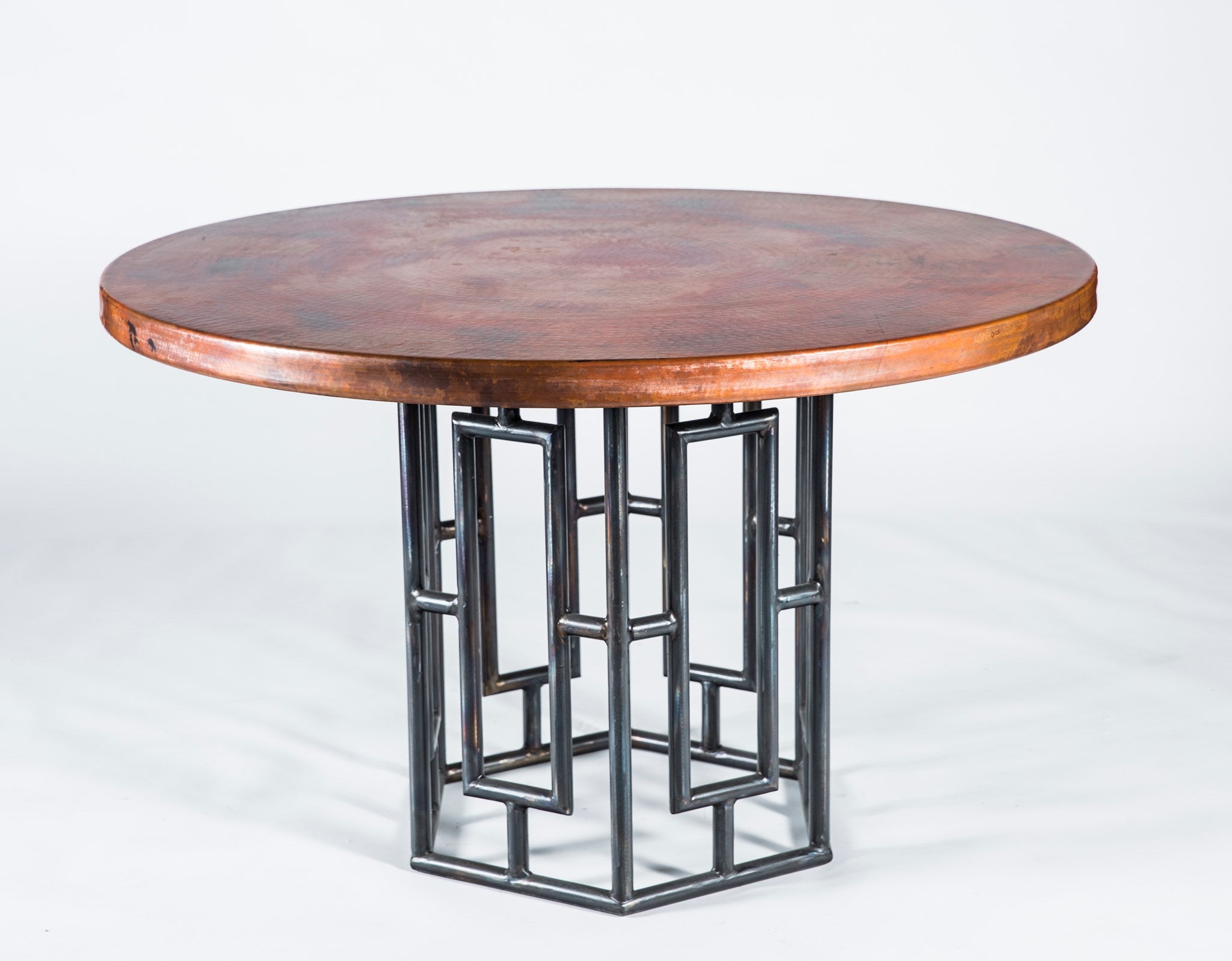 round copper dining table