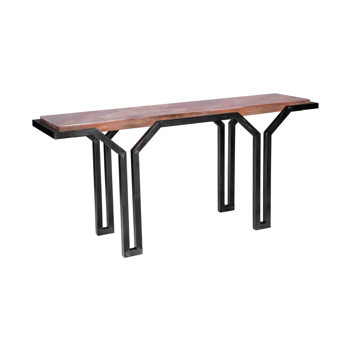 Mason Console Table with Natural Hammered Copper Top