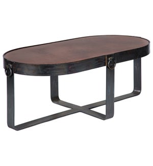 Palmer Oval Cocktail Table with Dark Brown Hammered Copper Top