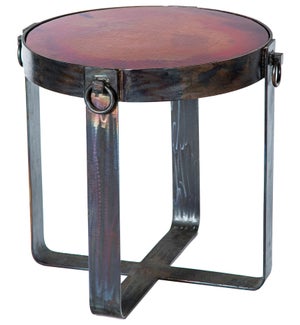 Palmer Side Table Base with Natural Hammered Copper Top