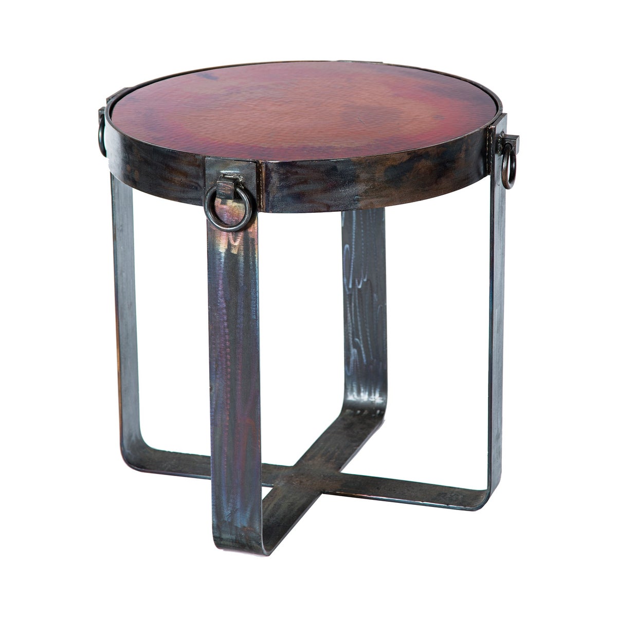 Palmer Side Table Base with Natural Hammered Copper Top