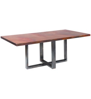 Liam Dining Table with 84" x 44" with Natural Rectangle Hammered Copper Top