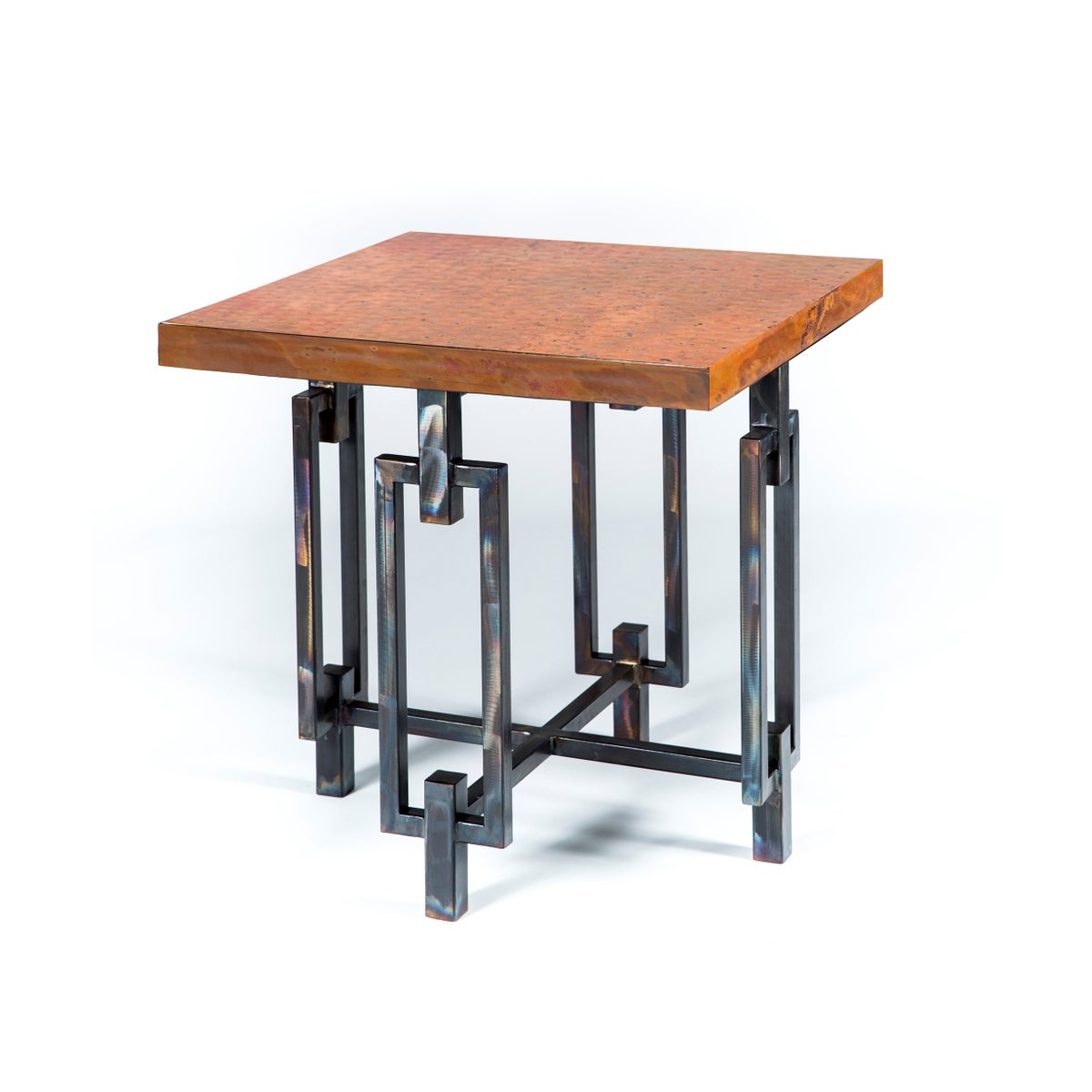 Elliot Side Table with Natural Hammered Copper Top