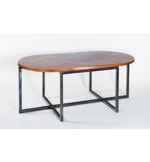 Foster Oval Cocktail Table with Natural Oval Hammered Copper Top