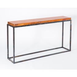 Brandon Console Table with Natural Hammered Copper Top