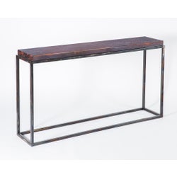 Brandon Console Table with Dark Brown Hammered Copper Top