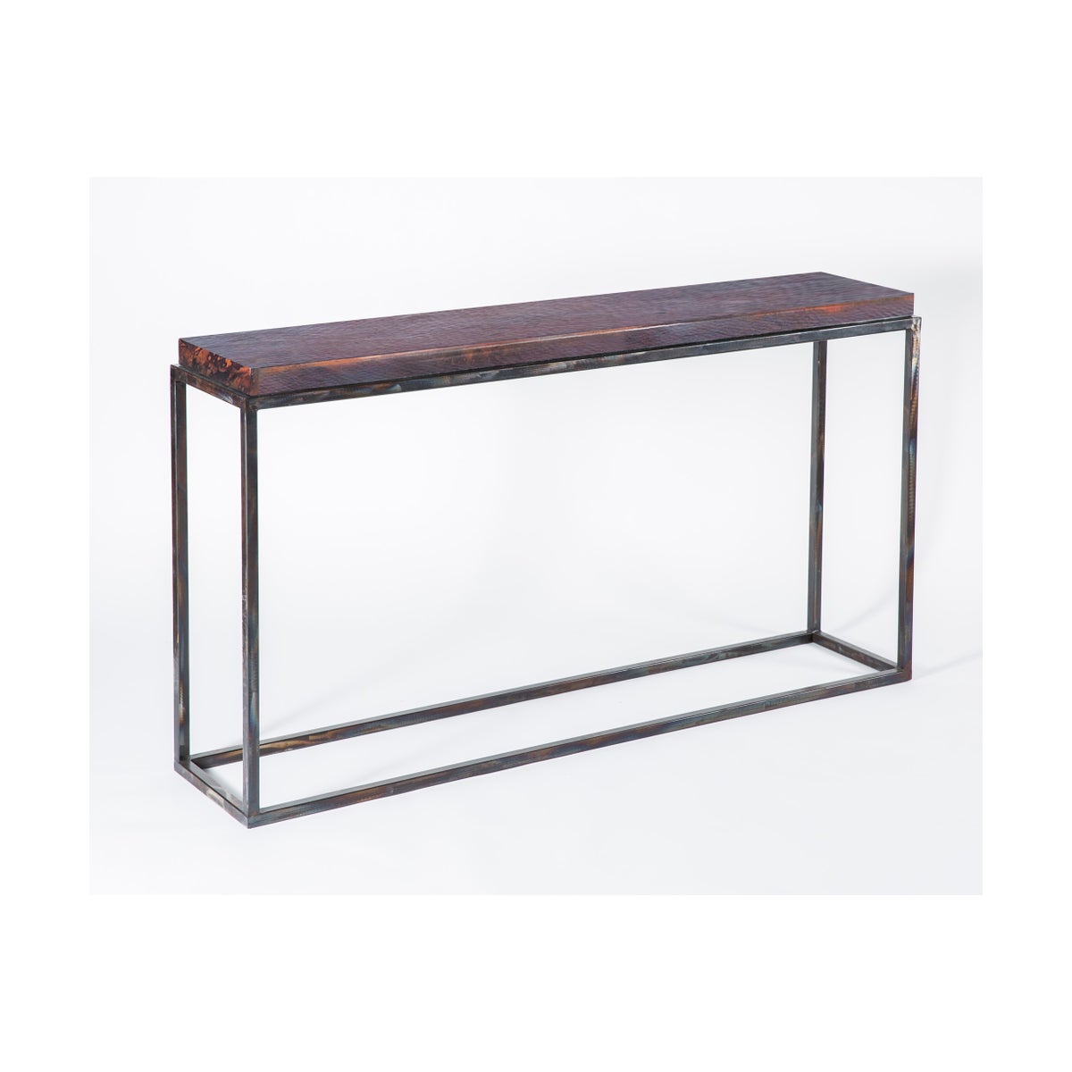 Brandon Console Table with Dark Brown Hammered Copper Top
