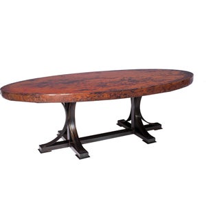 Winston Dining Table with 96" x 44" Oval Hammered Copper Top