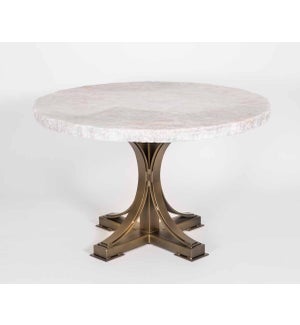 Winston Dining Table in Antique Gold with 48" Round Live Edge Marble Top