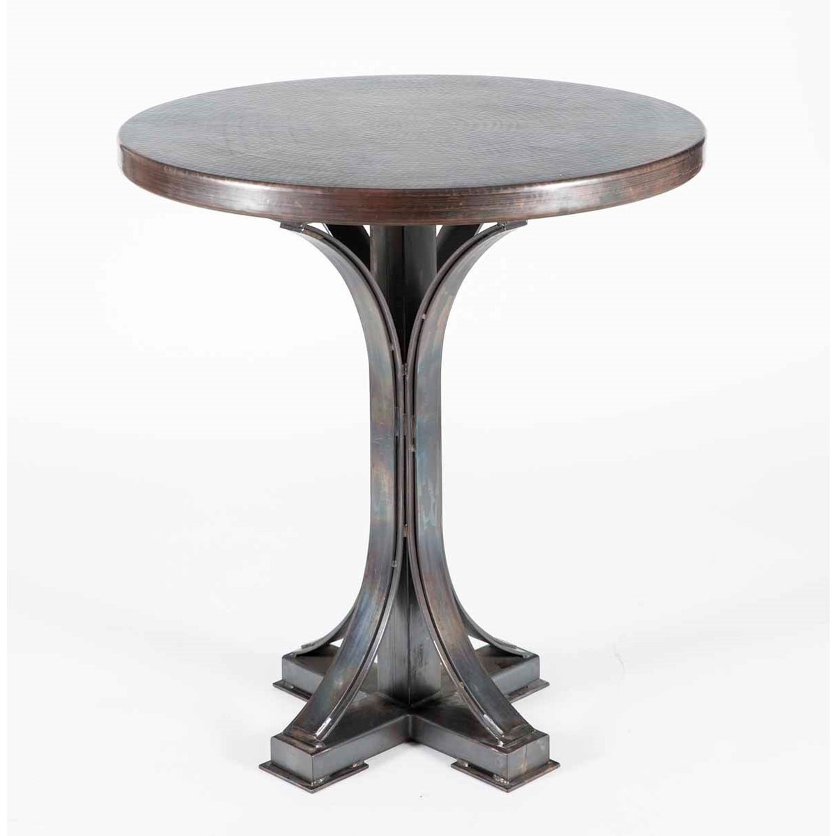 Winston Bar Table with 36" Round Dark Brown Hammered Copper Top