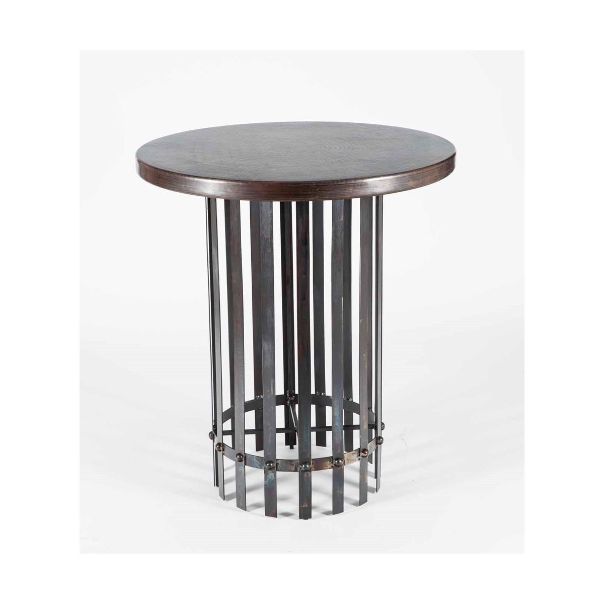 Ashton Counter Table with 36" Round Dark Brown Hammered Copper Top