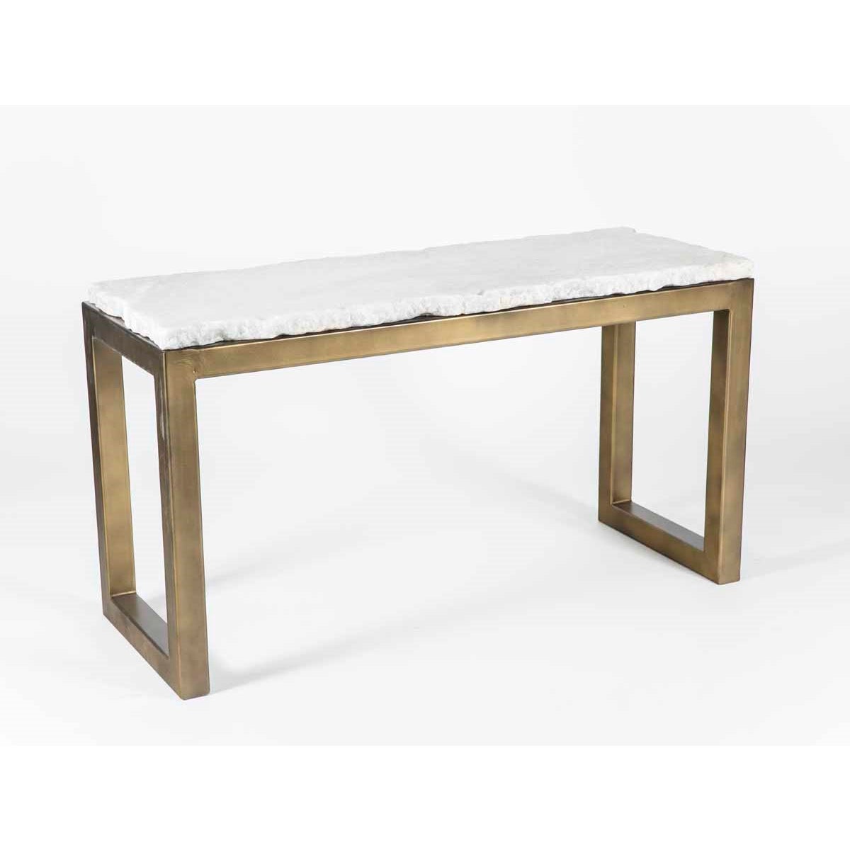 Chester Console Table in Antique Gold with Live Edge Marble Top