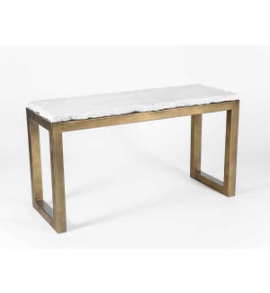 Chester Console Table in Antique Gold with Live Edge Marble Top