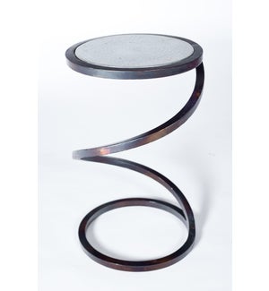 Spiral Round Accent Table with Hammered Zinc Top