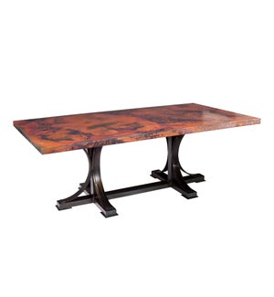 Winston Dining Table with 84" x 44" Oval Hammered Copper Top