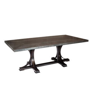 Winston Dining Table with 72" x 44" Oval Hammered Zinc Top