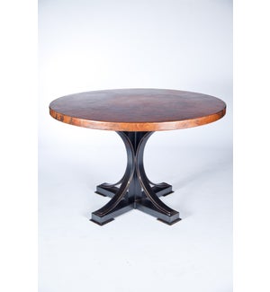 "Winston Dining Table with 48"" Round Hammered Copper Top"