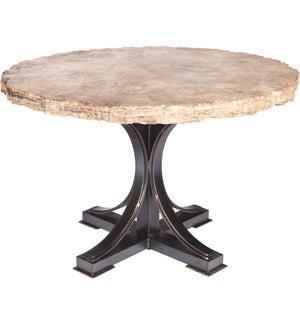 "Winston Dining Table with 48"" Round Marble Top with Live Edge"