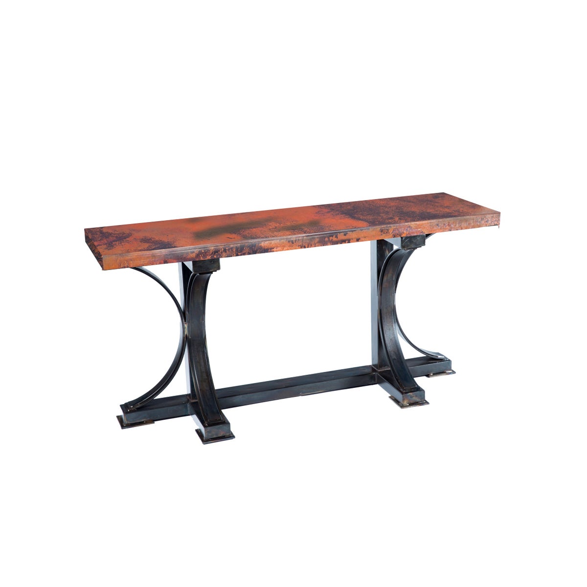 Winston Console Table with Rectangle Hammered Copper Top
