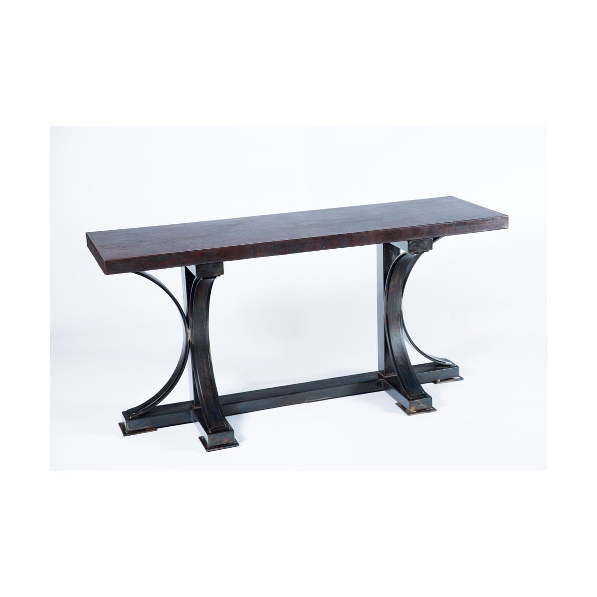 Winston Console Table with Rectangle Dark Brown Hammered Copper Top