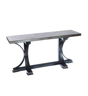 Winston Console Table with Rectangle Hammered Zinc Top