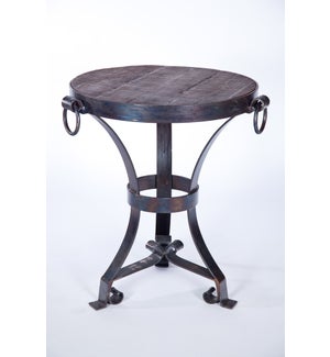 Accent Table with Hardware Rings and Round Top