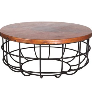 Axel Coffee Table in Rebar with Round Hammered Copper Top