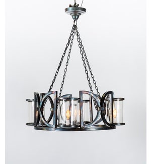 Lancaster 4 Light Round Chandelier with Clear Hurricanes
