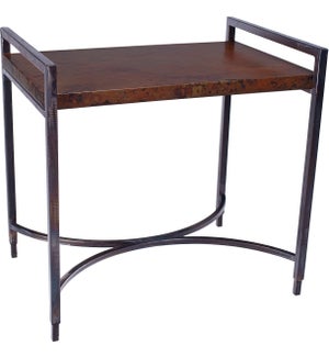 Rectangular Iron Tray Table with Dark Brown Hammered Copper Top