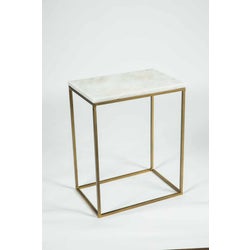 Luna Accent Table in Antique Brass w/ White Marble Top
